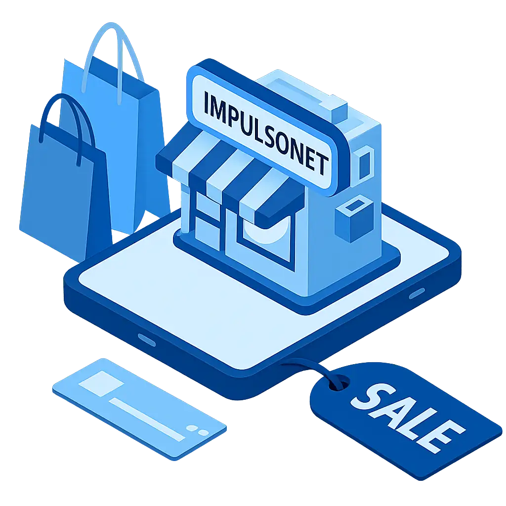 Ilustración de una persona comprando online en una tienda pequeña